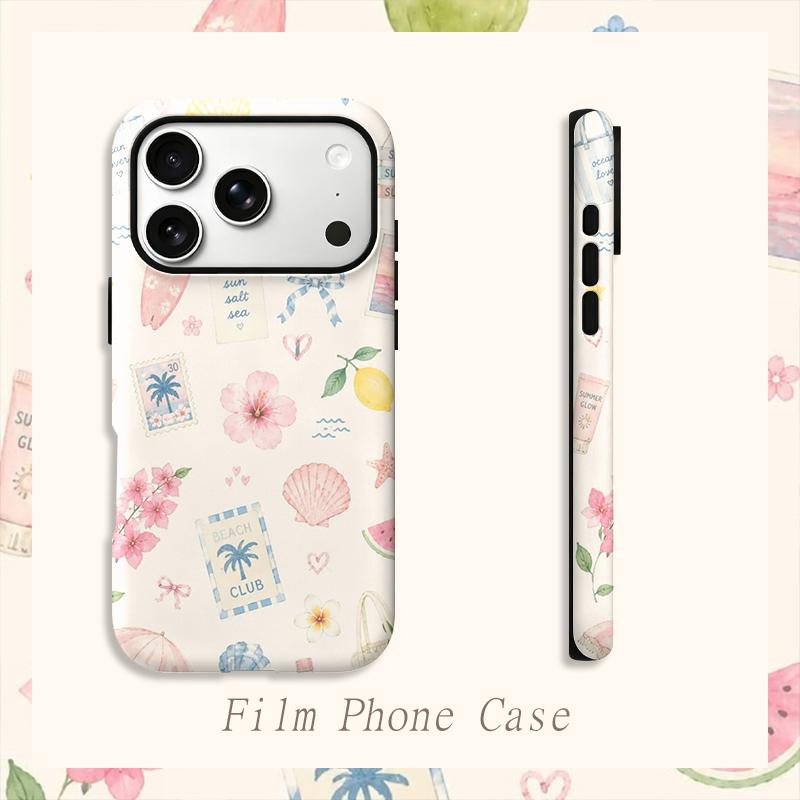 Coastal Beach Life Summer Club Pattern Art Graphic Film Aesthetic Protective Shockproof Bumper Phone Case Cover For iPhone 14 15 16 17 Pro Max Plus