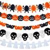 Decorative Holiday Cloth 5 Pcs 10FT Halloween Banner, Spooky Spider Bat Skull Ghost Themed Party Decorations Pumpkin Hanging Bunting Garland