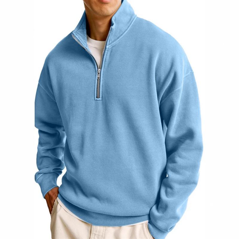 Nueva Sudadera Versátil para Hombre Moda Casual Media Cremallera Cuello Alto Manga Larga Sudaderas con Capucha