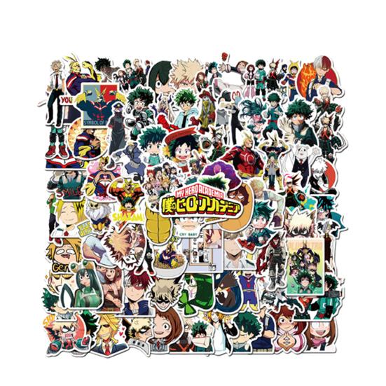 

100 шт. наклейки для багажа с мультяшным рисунком, самоклеящиеся съемные наклейки «My Hero Academia» для чехла для телефона