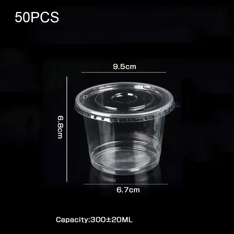 50/100 шт. 150 мл 250 мл 300 мл стаканчики для пудинга одноразовая упаковочная коробка с крышками пластиковые коробки для упаковки мороженого десерта 300ML