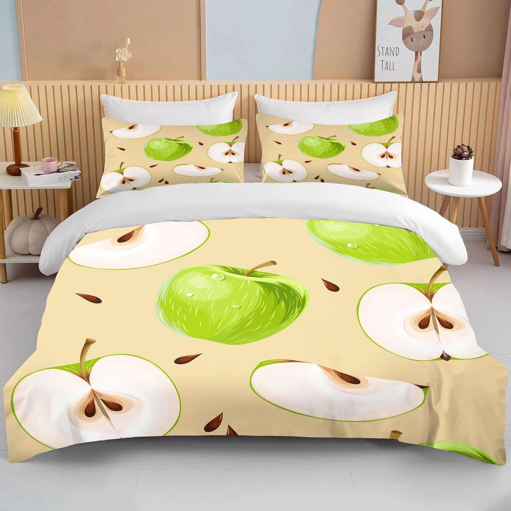 10 Sizes Fruit Pattern Bedding Three Piece Set King Size Double Bedding Set Microfiber Duvet Cover Set  Queen Duvet Cover Set