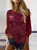 2025 European & American Women's Casual Sequin Round Neck Long Sleeve Pullover