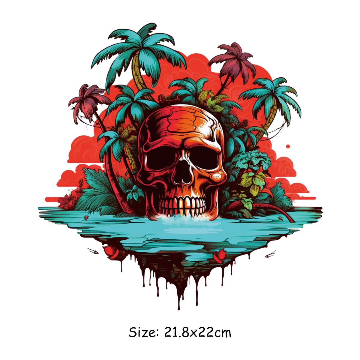 

Летние пляжные термонаклейки сахарные черепа Parches Ropa Diy теплопередающая Кепка толстовки одежда наклейка на заказ виниловая нашивка