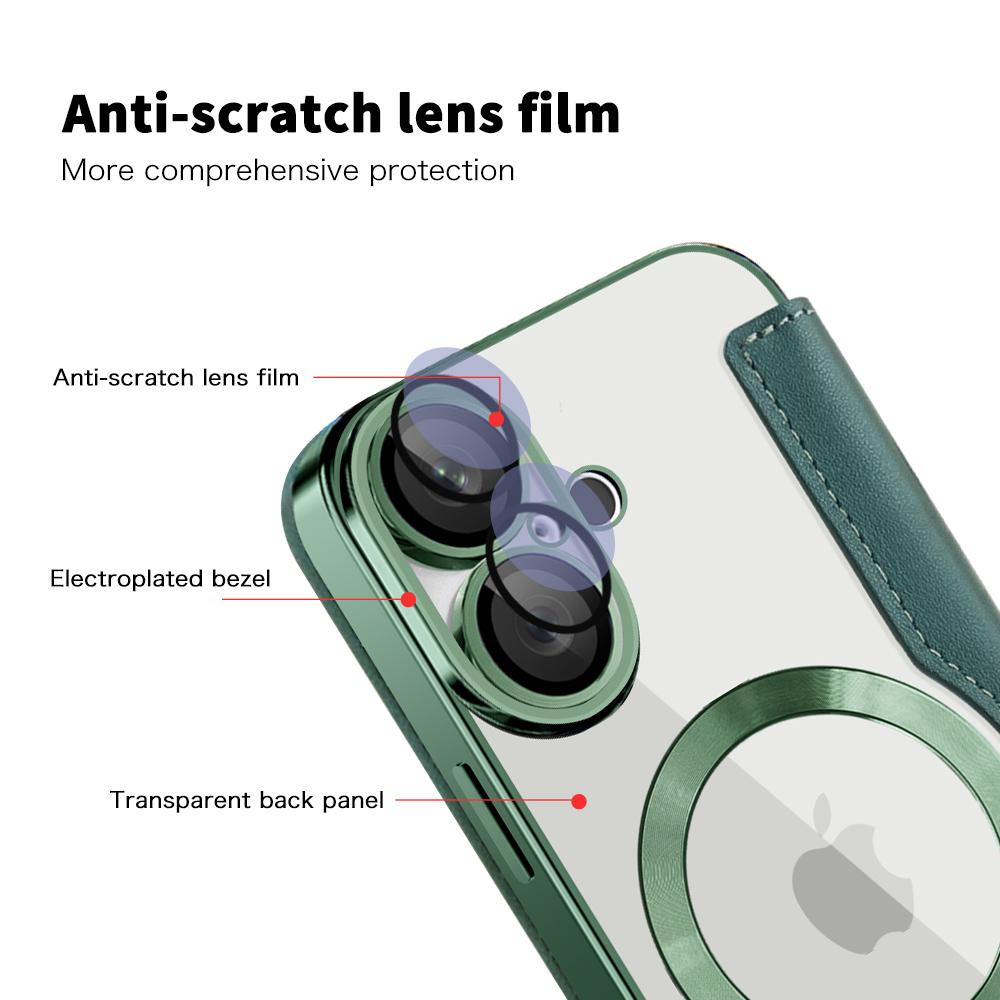 For iPhone 16 Magnetic Case RFID Blocking Leather Phone Cover