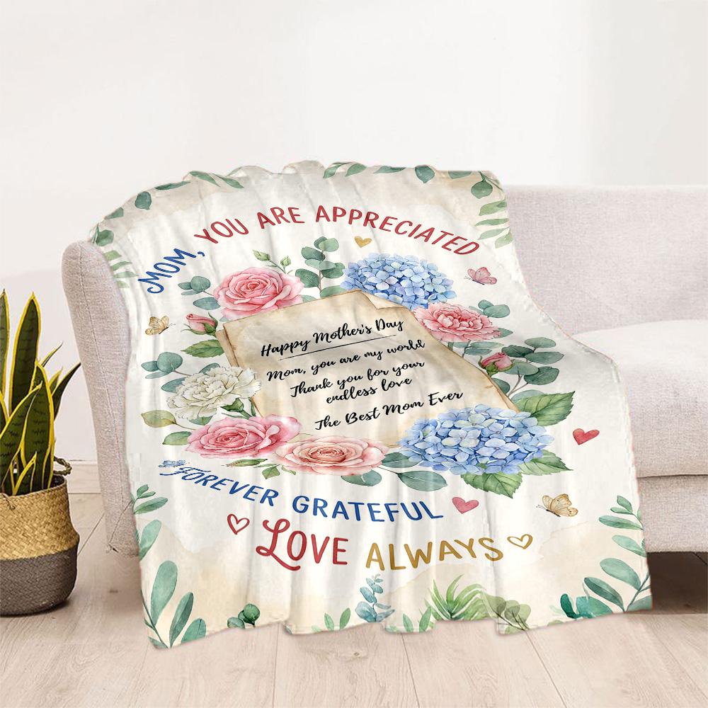 Mother's Day Greeting Blanket Suitable for sofas,travel, living rooms also a good gift for friends and family Suitable for all seasons.