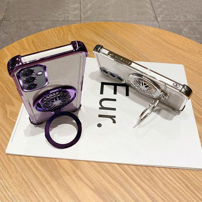 Shockproof Rotate Gyro Holder Magnetic Case on for Motorola Moto G24 G14 G34 G84 G54 G04 G53 E14 G52 G82 G10 Bracket Clear Cover