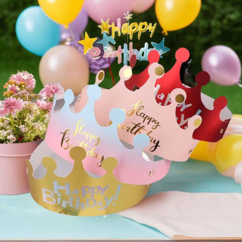 25PCS Creative Happy Birthday Hat Crown Cap DIY Handmade Party Decor Photo Prop For Adult Kids Cake Ornament