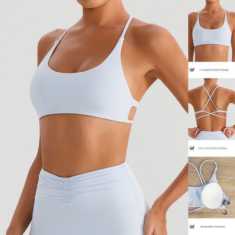 Cross-Border Backless Traceless Cross Strap Yoga Intimates Women's with Chest Pad Sports Quick-Drying Chest Show Fitness Outwear