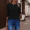 Casual Loose Long Sleeve Solid Women T Shirt For Daily Vacation Outfit