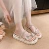 Fashion Slippers Casual Shoes Summer Clogs Woman Butterfly-Knot Glitter Slides Platform Pantofle Luxury Beach Jelly 2025 Scandals