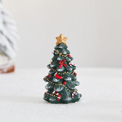 Miniature Desktop Christmas Tree Resin Festive Decor Holiday Gift Set For Xmas Party Home Tabletop Decoration Photo Background