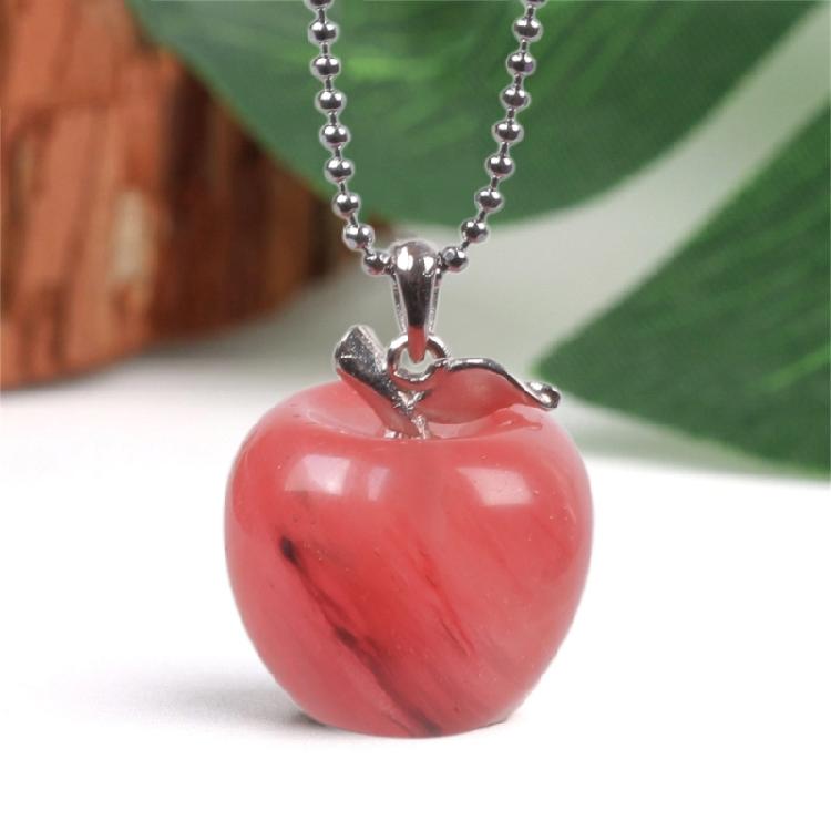 Unique Natural Stone Necklace Adjustable Chain Necklace Apples Pendant Necklace Stone Texture for Stylish Women Present