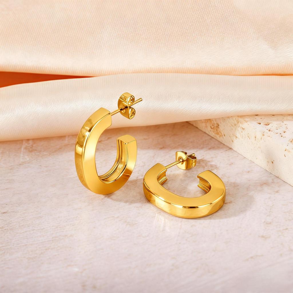 Titanium Steel Light Luxury Colorfast Hoop Earrings with High-End Feel