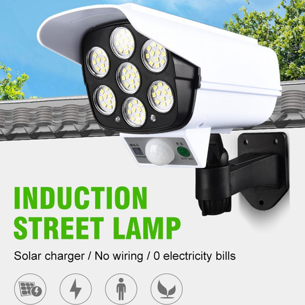 Waterproof Solar Powered Lights, Remote Sensing Wall Lights, 77LED Courtyard Lights, Simulation Monitoring Cameras, Street Lights