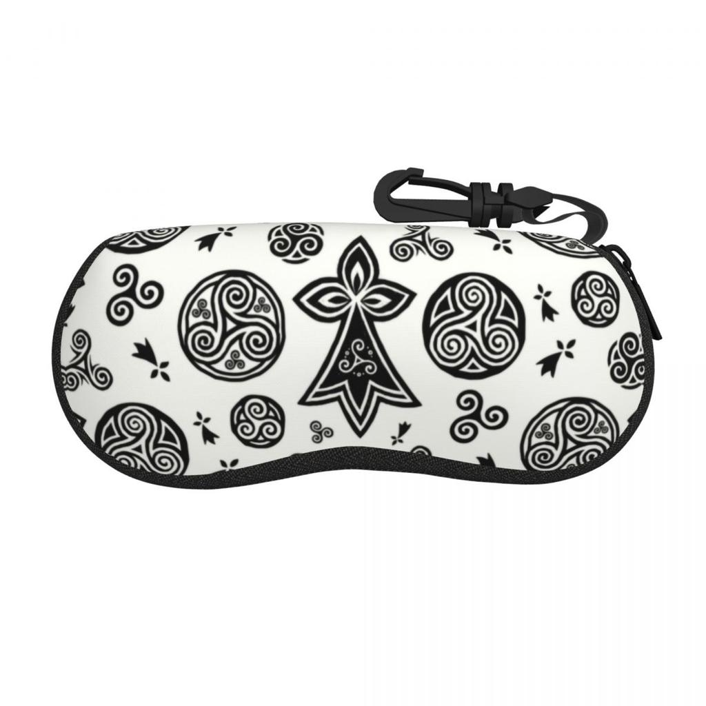 Custom Breton Triskels Shell Glasses Case Unisex Cool Breizh Brittany Triskeles Eyeglasses Case Sunglasses Protector Box