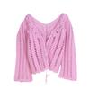 Chunky Knit V-Neck Crochet Sweater: Spring/Summer Long Sleeve Hollowed Pullover for Women