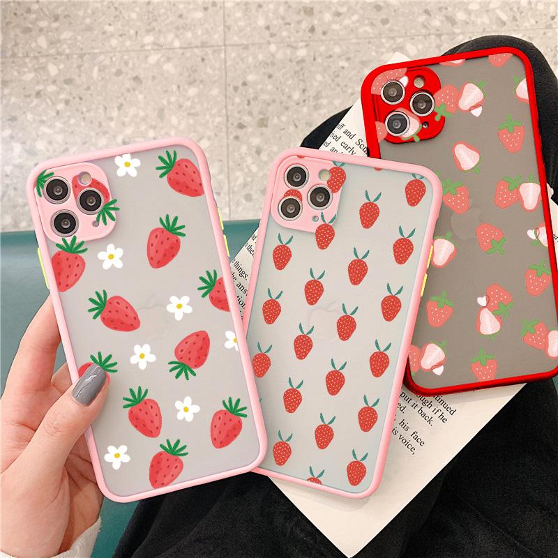 Sommer-Frucht-Handyhülle für iPhone X XR XS MAX 13 12 11 14 15 Pro Max Erdbeere für iPhone 7 8 Plus SE2020 Stoßfeste Hüllen