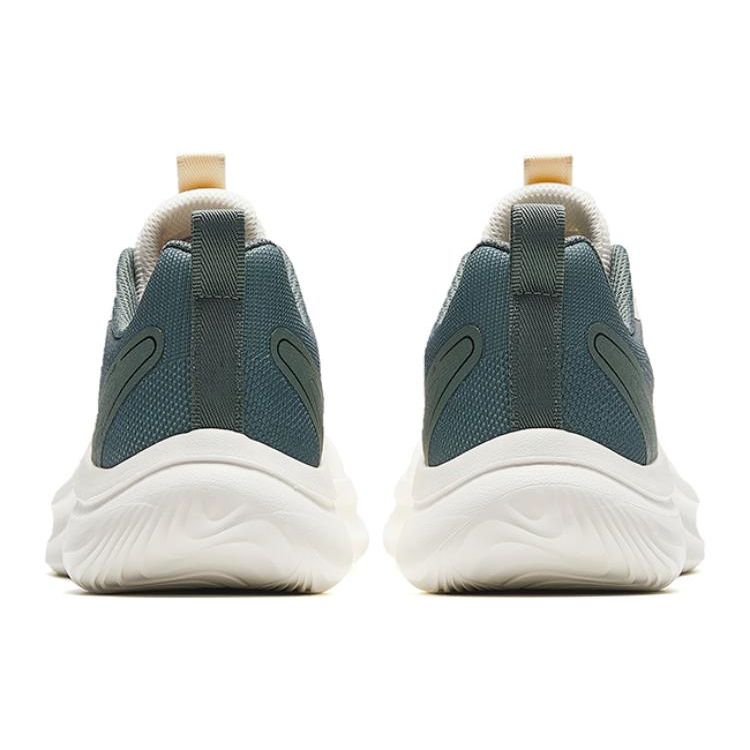 Anta Men Lightweight Cushioning Breathable Running Shoes Off White Light Grey Dark Green Gold 912335550-3