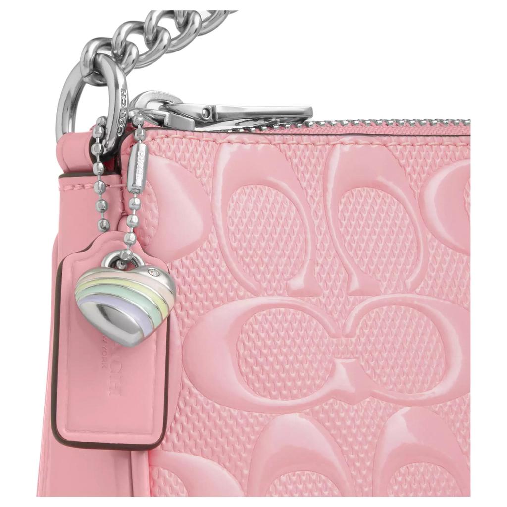Coach Nolita 19 Heart Pendant Chain Handle Zipper Closure Patent Leather Handbag Small Women Handbag Pink CCZ27-SVPK