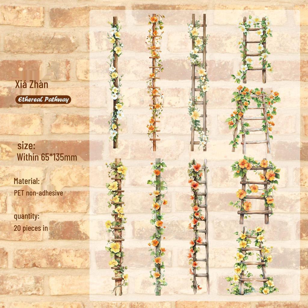 RetroStory Pastoral Flower Terrace Stickers for Journals - Creative Children's Decorative Scenery