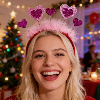 Tiara de Dia dos Namorados para Mulheres Acessório de Cabelo Coração de Amor com Glitter para Dia dos Namorados Casamento Festa de Aniversário Suprimentos