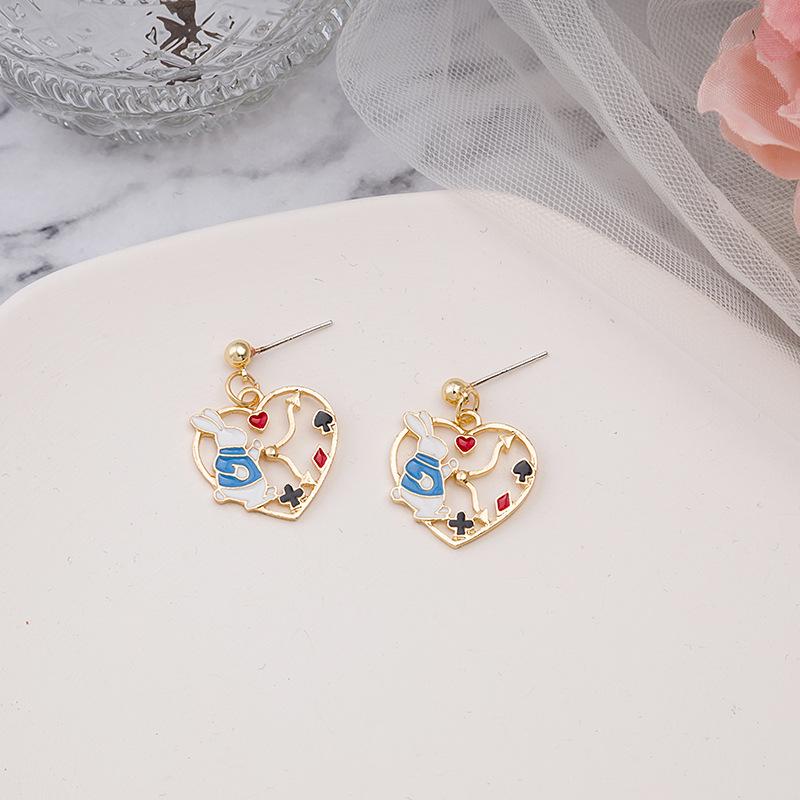 925 Silver Alice Bunny Earrings - Sweet, Fresh, Cartoon Style for Students & Women