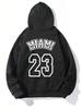Miami 23 Art Hollow Letter Print Hoodie Men Fleece Warm Hoody Trendy Casual Clothes Autumn Hip Hop Sportswear Street Pocket Top