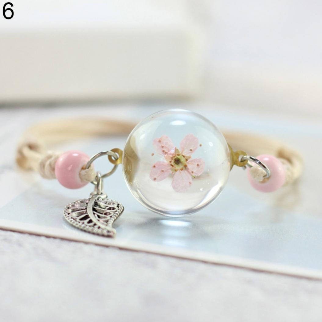 

Образец сухого растения, браслет, стеклянный шар, одуванчик, гипсофила, подарок подруге