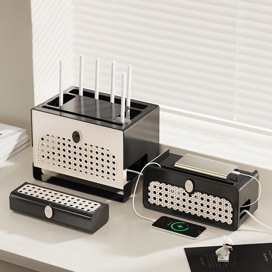 Pudełko Organizer na Kable Pudełko do Zarządzania Kablami na Biurko z Pokrywką Pudełko do Przechowywania Kabli