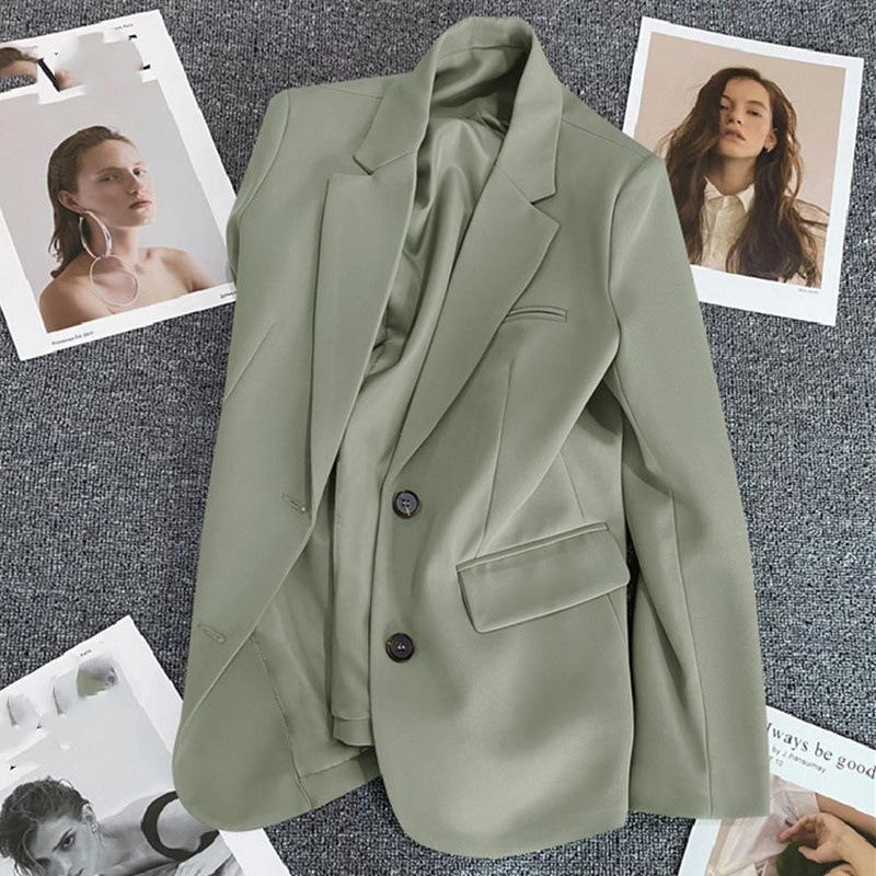 Four Seasons Women's Khaki Suit Jacket Spring Autumn CollectionElegant High-End Street Style for The Leisure Season