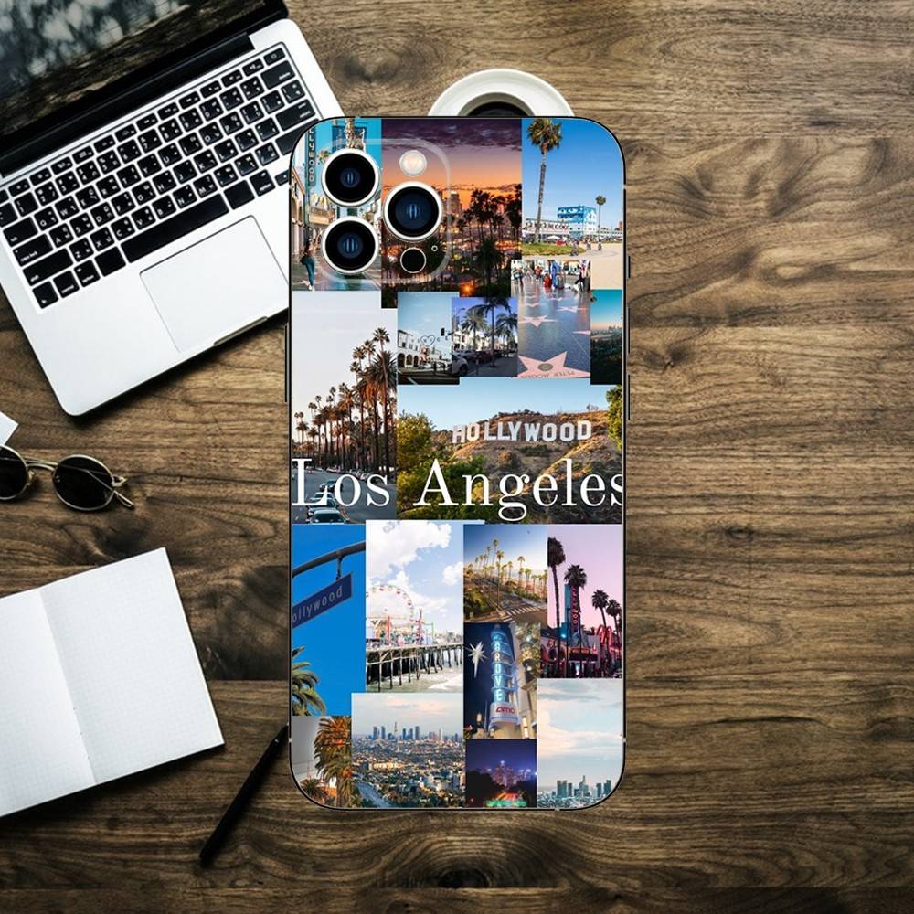 Travel Los Angeles California Phone Case For iPhone 16,15,14,13,12,11,XS,XR,X,8,7,Pro,Max,Plus,mini Silicone Black Cover