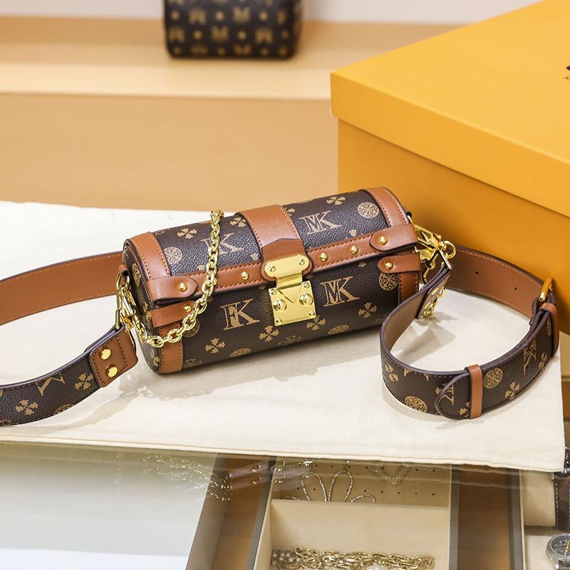 Small Bag Cylinder Bag New Spring Women's Bag Fashion Chain Printed Pillow Bag Versatile Shoulder Messenger Bag