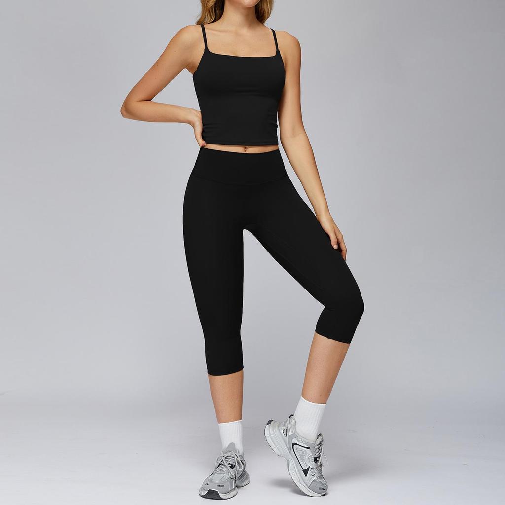 European-American Yoga Set: Brushed Wide-Leg Sportswear for Running & Fitness