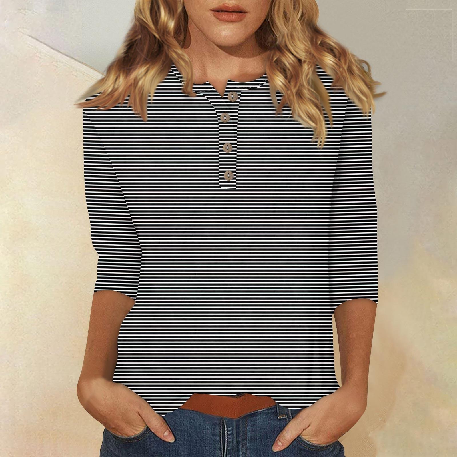 

Женские футболки с милым принтом, блузки, повседневные базовые топы больших размеров, пуловеры для рубашек с рукавами 3/4 M чёрный