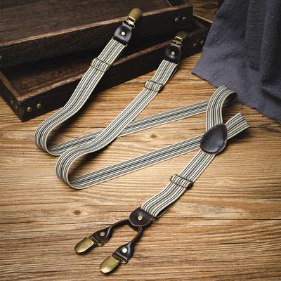 British Style Suspenders for Men Retro Stripe Suspender Clip Simple Y-Type Suspenders  Gift