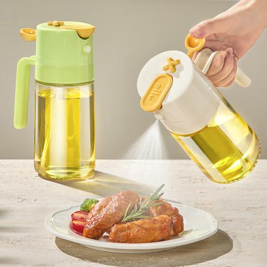 Glass Oil Sprayer Bottle for Kitchen 2-in-1 Spray & Pour Oil Dispenser Non-Drip Nozzle Atomizing Oil Sprayer with Anti-Clog Filter
