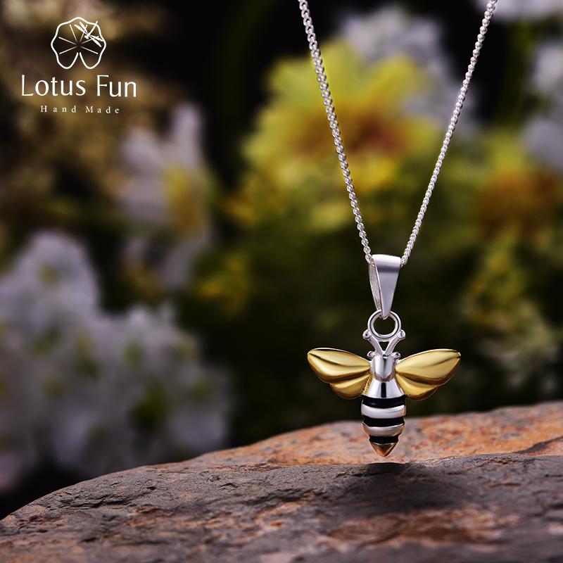 

Lotus Fun из настоящего стерлингового серебра 925 пробы, ювелирные изделия ручной работы, милый очаровательный кулон в виде медовой пчелы без цепочки, аксессуары для женщин, подарок