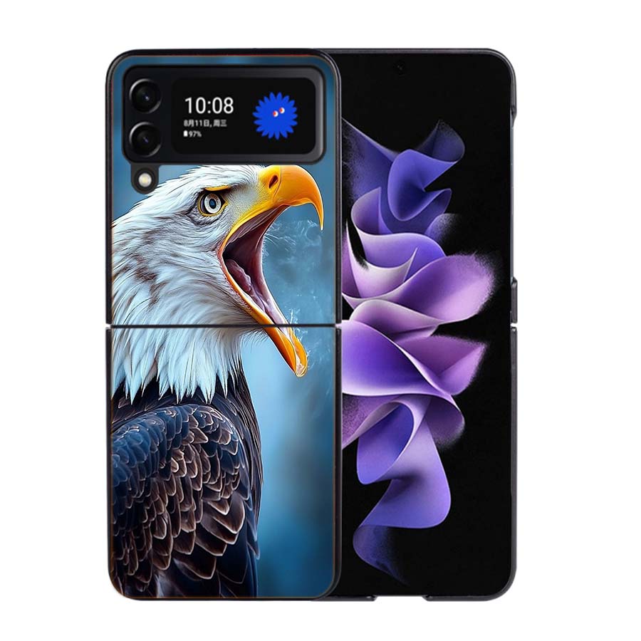 Majestic Eagle Gaze Phone Case For Samsung Z Flip 7 6 5G Galaxy Z Flip4 Z Flip5 Z Flip3 Coque Black Hard PC Shell Protective Cov