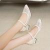 Sandals Women's Summer Mid Heeled Mesh Sandals Perforated Shoes Perforated Breathable Single Shoes Thick Heels Soft Soled Shoes