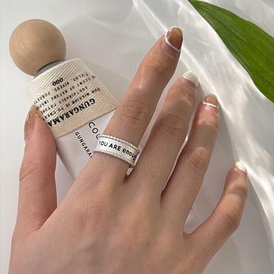 Retro Letter Wide Open Ring INS Cold Niche Design Simple Senior Sense Personality Adjustable Finger Ring & Party Jewelry