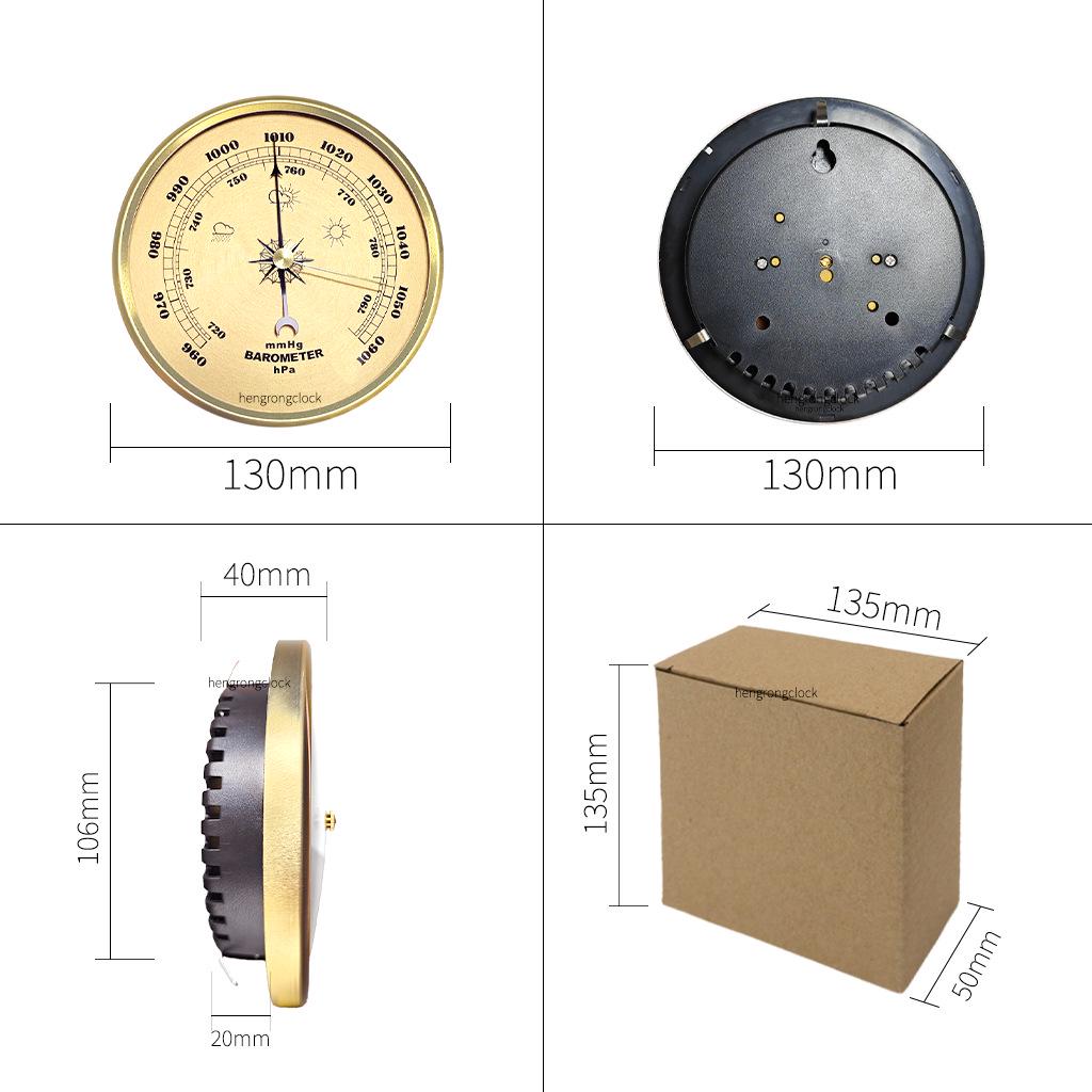 Metal Frame Barometer Clock with Weather Station and Sailing Pressure Gauge