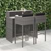 3 Pcs Garden Bar Set and Cushions Woven Resin
