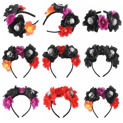 Simulierter Blumenknopf Halloween-Haarband Feiertagsparty Schaumstoffschädel Horror-Kopfschmuck