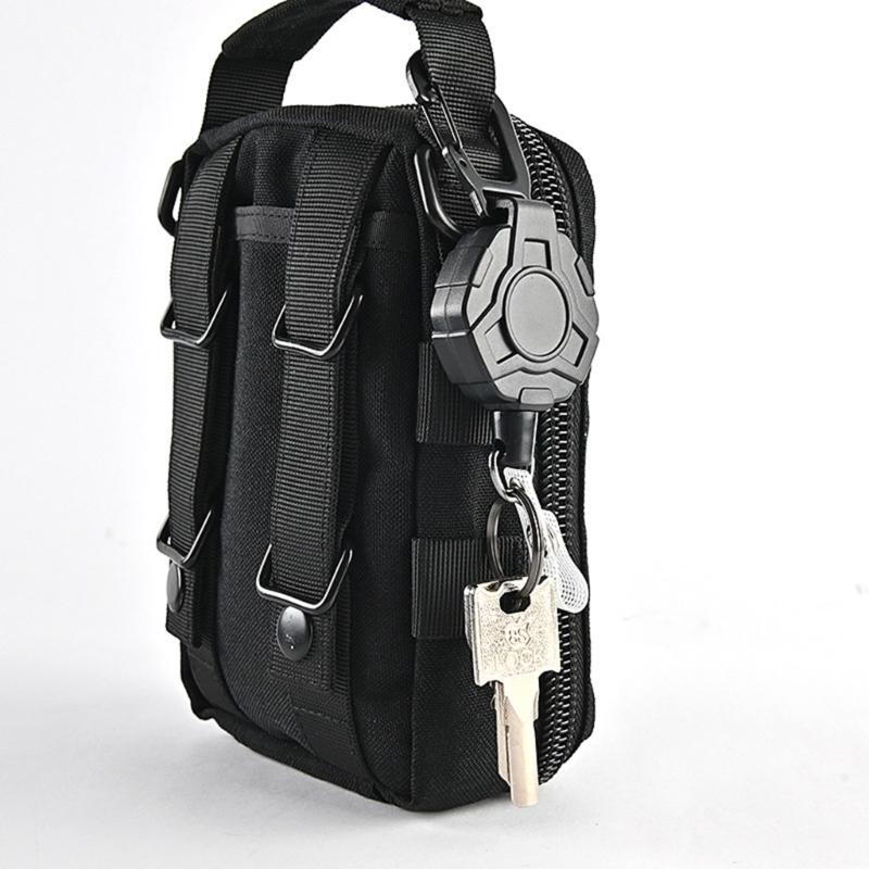 Heavy Duty Retractable Keychain Easy-to-pull Buckle Rope Elastic Keychain Anti Lost Keyring with Steel Retractable Cord