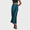 European & American Style Satin High-Waist Mid-Length Skirt - Glossy Solid Color