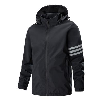 Spring and Autumn New Coat Men's Solid Color Hooded Jacket Three-stripe Sports Green Casual Jacket for Men