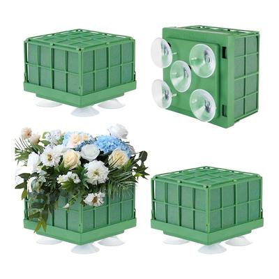A84E-Floral Foam Cage With Square Flower Foam Blocks Holder, Floral Foam Blocks For Artificial Flowers Arrangements, Durable 4Pc