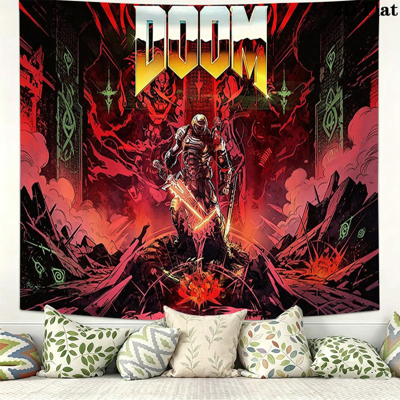 Ροκ Σταρ Doomguy Ταπετσαρία Τοίχου Αισθητική Κρεμαστό Τοίχου Υφασμάτινη Κουβέρτα Εκτύπωσης Διακοσμητικές Ταπετσαρίες για Υπνοδωμάτιο Σαλόνι Διακόσμηση Σπιτιού