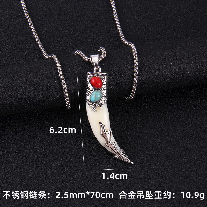 

Retro Personality Wolf Tooth Pendant Necklace Men s and Women s National Style Punk Gothic Leisure Accessories Gifts 70cm